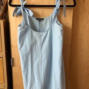 Boohoo baby blue tie straps dress